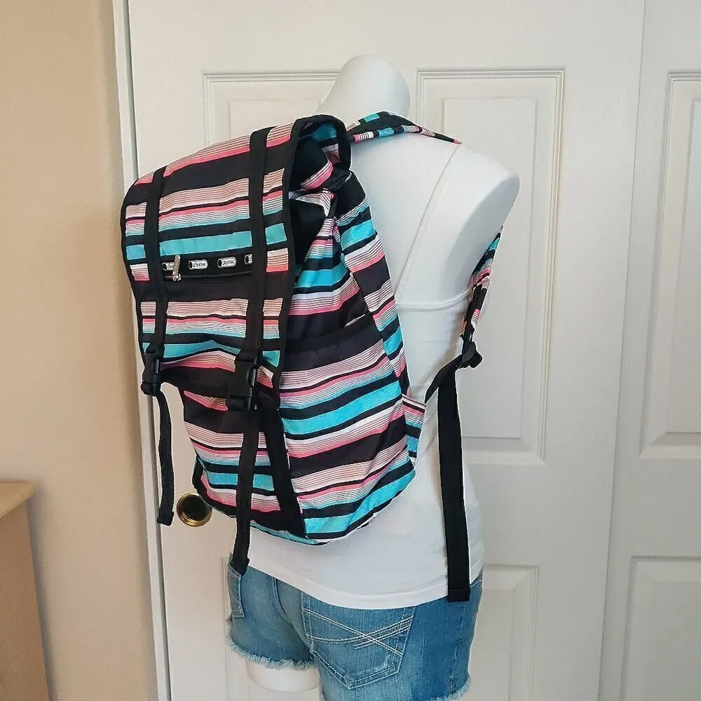 LeSportsac Tennis Stripe Journey Backpack Large NWT